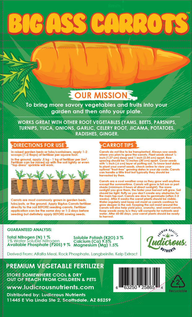 Big Ass Carrots Premium Carrot and Root Vegetable Fertilizer and Carrot Nutrients Indoor or Outdoor